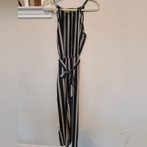 Black & White Striped Halter Jumpsuit - S